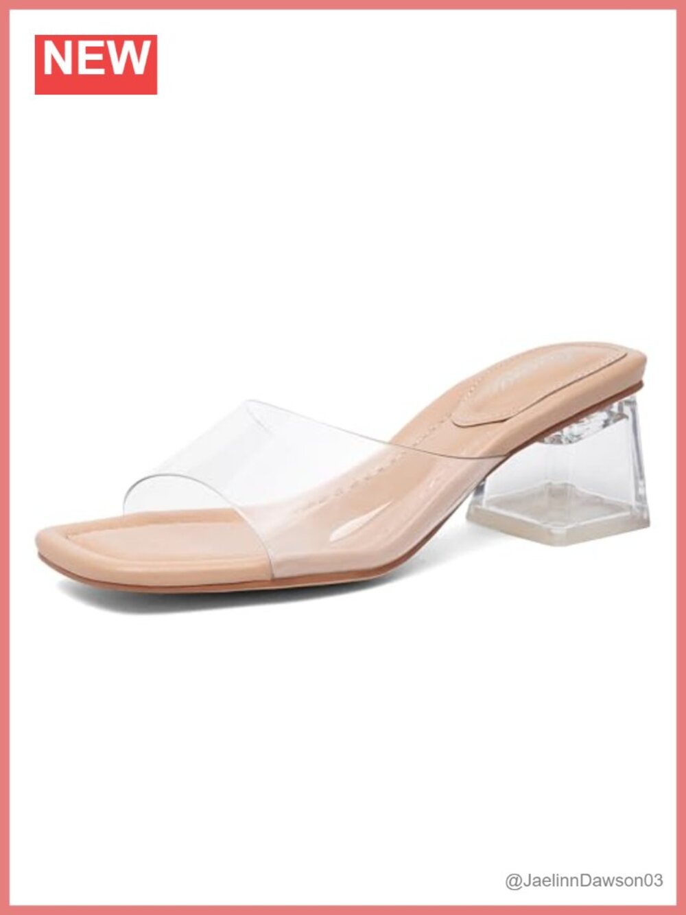 Clear Heels for Women Open Toe Low Block Chunky Heels Sandals Party Dress Pumps